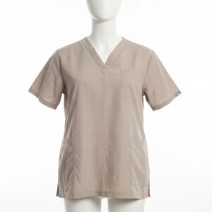 Women's Beige V-Neck Scrub Top 3/$23